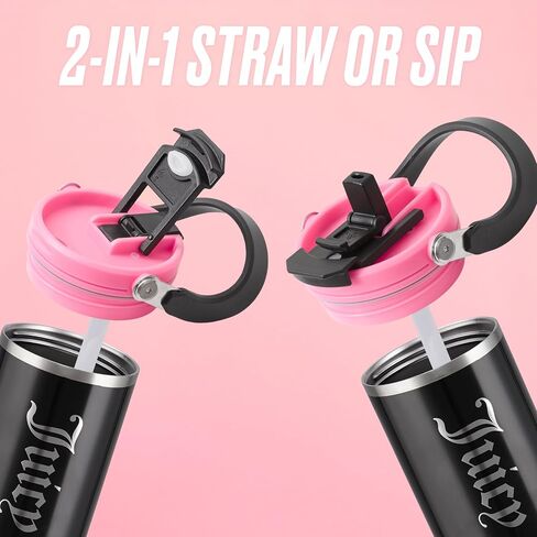 Juicy Couture Flip Fusion Hydration 40oz Stainless Steel Tumbler with Flip Handle, Hot Pink in Saudi Arabia