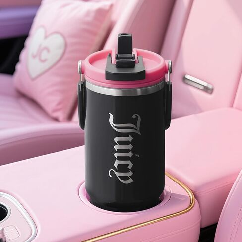 Juicy Couture Flip Fusion Hydration 40oz Stainless Steel Tumbler with Flip Handle, Hot Pink in Saudi Arabia