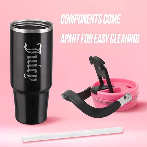 Juicy Couture Flip Fusion Hydration 40oz Stainless Steel Tumbler with Flip Handle, Hot Pink in Saudi Arabia