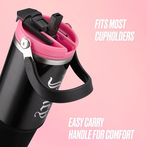 Juicy Couture Flip Fusion Hydration 40oz Stainless Steel Tumbler with Flip Handle, Hot Pink in Saudi Arabia