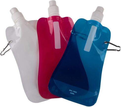 Clever Creations Collapsible Sports Water Bottle 3 Pack, Foldable Leak Proof Travel Bottles for Camping and Hiking, 480 mL Capacity, Blue, Orange, and Green in Kuwait