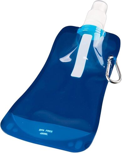 Clever Creations Collapsible Sports Water Bottle 3 Pack, Foldable Leak Proof Travel Bottles for Camping and Hiking, 480 mL Capacity, Blue, Orange, and Green in Kuwait