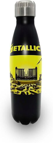 زجاجة مياه من الفولاذ المقاوم للصدأ معزولة بالفراغ من Rocksax Metallica M72 - 16.9 أونصة سائلة زجاجة مشروبات قابلة للتجميع لفرقة الروك الساخنة والباردة - سعة 500 مل in Kuwait