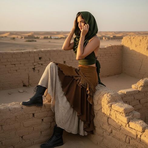 بلوزة Boho ذات حافة خام - رسن قابل للتعديل مع ظهر مفتوح وتصميم متقاطع، غطاء للشاطئ مصنوع من القطن بنسبة 100% in Kuwait