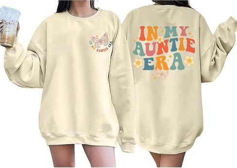 Womens Aunt Sweatshirt In My Auntie Era Crewneck Pullover Tops Cute Letter Print Casual Sweatshirts in Saudi Arabia