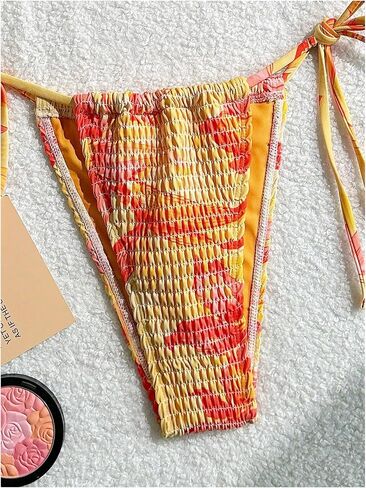 SOLY HUX Women's Triangle Bikini Set Textured Smocked String Swimsuit Boho Two Piece Bathing Suit in Saudi Arabia