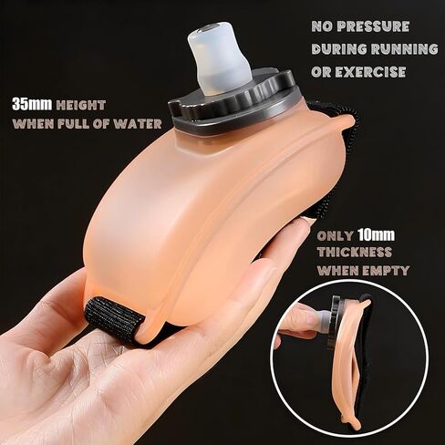 زجاجة مياه للمعصم سعة 7 أونصة مع غطاء وفوهة ملتوية، بدون مصاصة، زجاجة مياه قابلة للحمل للجري وصالة الألعاب الرياضية وفي الهواء الطلق، تصميم مضغوط خالٍ من مادة BPA، قطعتان باللون الأبيض الشفاف in Kuwait