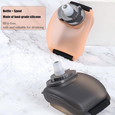 زجاجة مياه للمعصم سعة 7 أونصة مع غطاء وفوهة ملتوية، بدون مصاصة، زجاجة مياه قابلة للحمل للجري وصالة الألعاب الرياضية وفي الهواء الطلق، تصميم مضغوط خالٍ من مادة BPA، قطعتان باللون الأبيض الشفاف in Kuwait