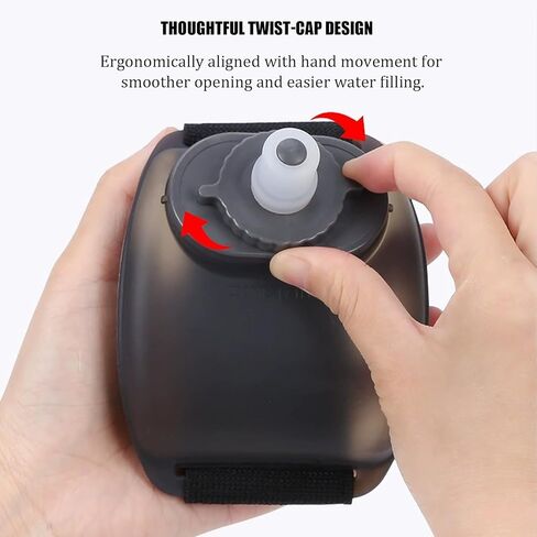 زجاجة مياه للمعصم سعة 7 أونصة مع غطاء وفوهة ملتوية، بدون مصاصة، زجاجة مياه قابلة للحمل للجري وصالة الألعاب الرياضية وفي الهواء الطلق، تصميم مضغوط خالٍ من مادة BPA، قطعتان باللون الأبيض الشفاف in Kuwait