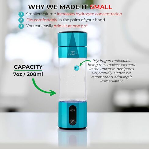 مولد زجاجة مياه هيدروجين H2-Max مع غشاء SPE/PEM، تم اختباره في مختبر الولايات المتحدة من قبل طرف ثالث (6.1 جزء في المليون)، سعة محمولة 7 أونصة in Kuwait