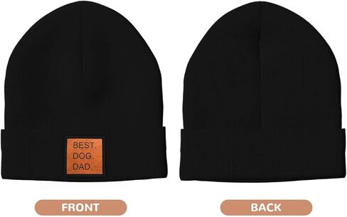 Dog Dad Beanie Hat, Soft Winter Cap for Dad of Dogs, Leather Patch Gift for Pet Lovers, Stretchy Beanie for Men in Saudi Arabia
