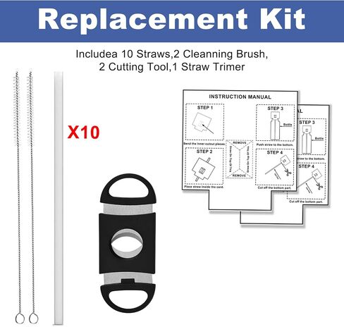 Replacement Straw Set for ThermoFlask Bottles – Fits 14/16/18/24/32/40/64 oz, Straws + Cleaning Brushes + Measuring Sheets + Cutter Tool in Saudi Arabia