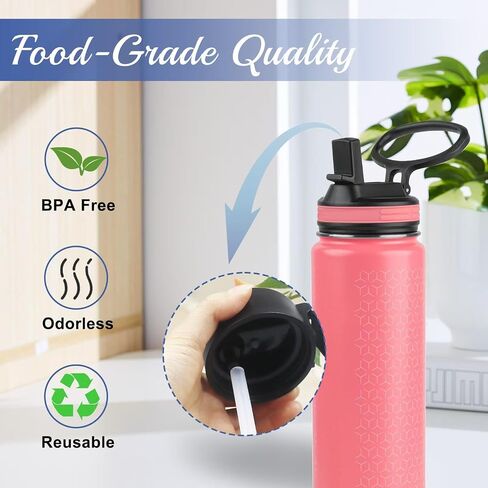 Replacement Straw Set for ThermoFlask Bottles – Fits 14/16/18/24/32/40/64 oz, Straws + Cleaning Brushes + Measuring Sheets + Cutter Tool in Saudi Arabia