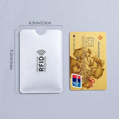 5PCS Creative Anti - degaussing Card Sleeves - 5Pcs RFID Aluminum Foil Sleeves for Bank IC Cards, Anti - Theft Swiping and Certificate Holding, Silvery in Saudi Arabia