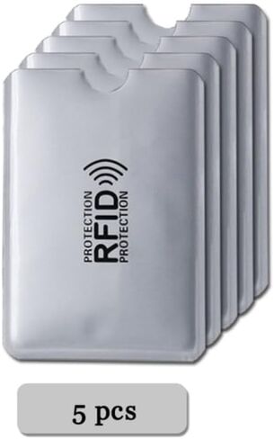 5PCS Creative Anti - degaussing Card Sleeves - 5Pcs RFID Aluminum Foil Sleeves for Bank IC Cards, Anti - Theft Swiping and Certificate Holding, Silvery in Saudi Arabia