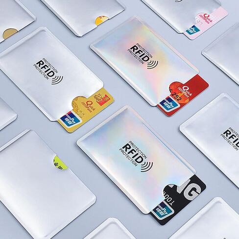 5PCS Creative Anti - degaussing Card Sleeves - 5Pcs RFID Aluminum Foil Sleeves for Bank IC Cards, Anti - Theft Swiping and Certificate Holding, Silvery in Saudi Arabia