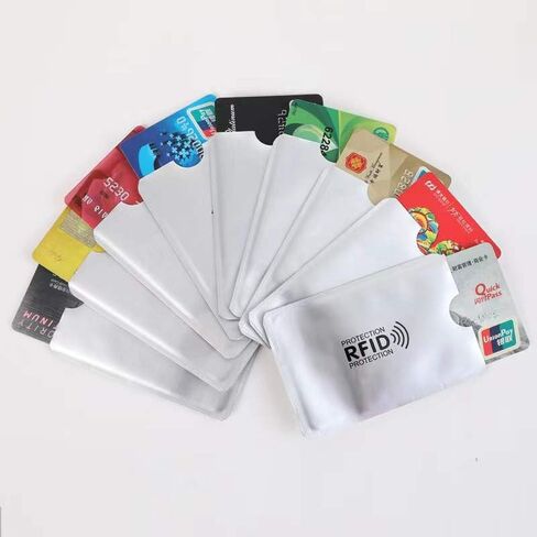 5PCS Creative Anti - degaussing Card Sleeves - 5Pcs RFID Aluminum Foil Sleeves for Bank IC Cards, Anti - Theft Swiping and Certificate Holding, Silvery in Saudi Arabia