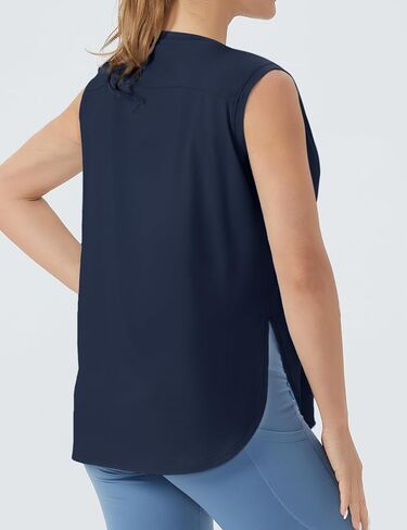 Women's Workout Tank Tops Side Split Loose Fit Sleeveless Yoga Shirts with Curved Hem in Saudi Arabia