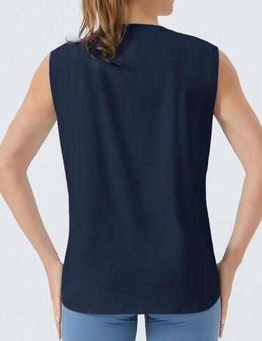 Women's Workout Tank Tops Side Split Loose Fit Sleeveless Yoga Shirts with Curved Hem in Saudi Arabia