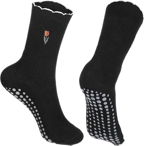 TIESOME Cute Non-Slip Grip Pilates Yoga Socks, Women's Cute Ballet Socks with Ruffle Cuff Embroidery Design in Saudi Arabia