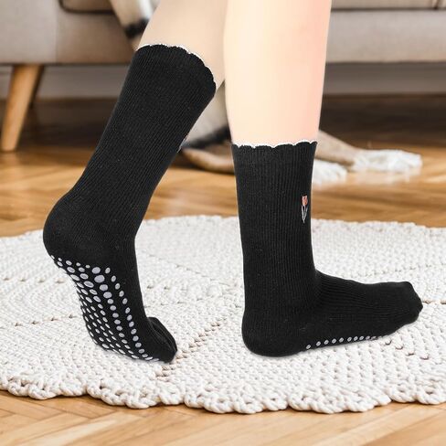 TIESOME Cute Non-Slip Grip Pilates Yoga Socks, Women's Cute Ballet Socks with Ruffle Cuff Embroidery Design in Saudi Arabia