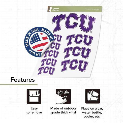 Desert Cactus Texas Christian University Sticker Horned Frogs TCU Vinyl Decals Laptop Water Bottle Car Scrapbook Sheet T3 (Type 3-1) in Saudi Arabia