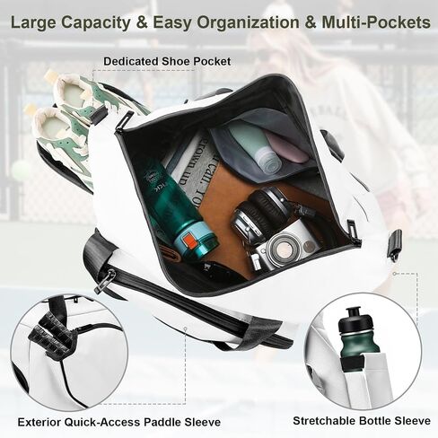 Pickleball Tote Bag with Shoe Compartment and Paddle Storage – Large Capacity Lightweight Pickleball Bag for Women & Men with Water Bottle Holder in Saudi Arabia