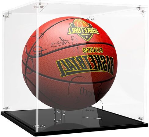 Basketball Display Case, Acrylic Basketball Stand Box and Holder, UV Protected Basketball Case Display Clear for Autographed NBA WNBA Ball, Soccer Ball, Volleyball, Memorabilia-11.5" in Kuwait