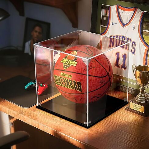 Basketball Display Case, Acrylic Basketball Stand Box and Holder, UV Protected Basketball Case Display Clear for Autographed NBA WNBA Ball, Soccer Ball, Volleyball, Memorabilia-11.5" in Kuwait