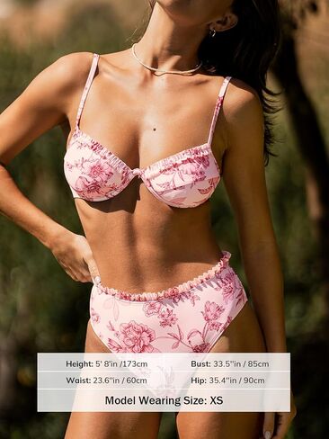 CUPSHE Women's Bikini Set Push Up Two Piece Swimsuit Underwire Sweetheart Neck Ruffled Mid Rise Back Hook in Saudi Arabia
