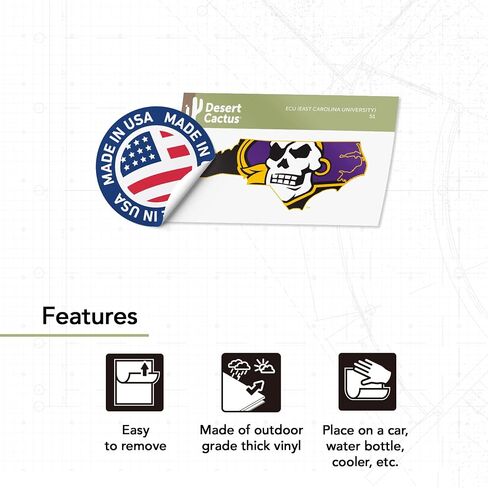Desert Cactus East Carolina University Pirates ECU Vinyl Decal Laptop Water Bottle Car Scrapbook Sticker (IND 51) in Saudi Arabia
