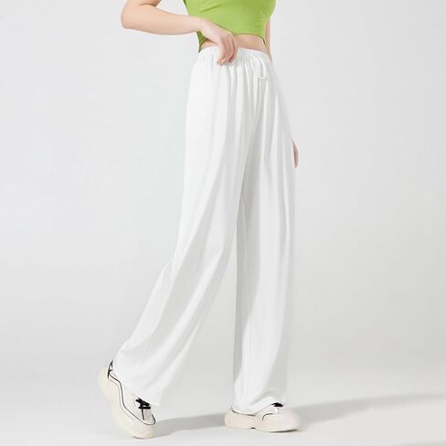 Mxiqqpltky واسعة الساق Sweatpants النساء الخريف الرباط مرونة الخصر مستقيم فضفاض بنطلون طويل وواسع ركض السببية مع جيوب in Kuwait