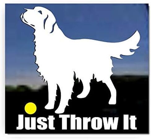Just Throw It | NickerStickers® Golden Retriever Dog Vinyl Window Decal Window Decal Sticker in Saudi Arabia