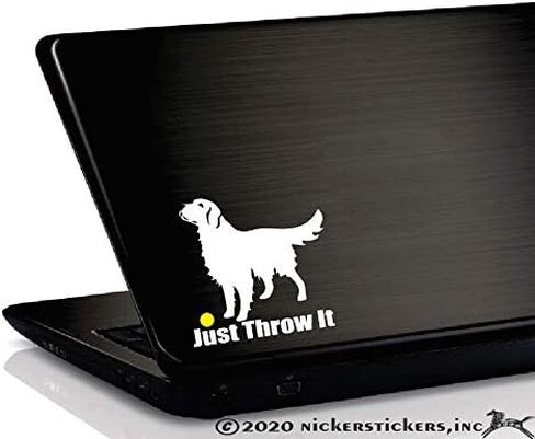 Just Throw It | NickerStickers® Golden Retriever Dog Vinyl Window Decal Window Decal Sticker in Saudi Arabia