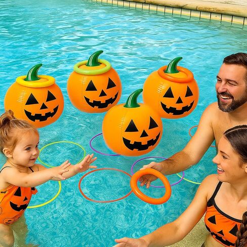 Halloween Ring Toss Game Inflatable Pumpkin Halloween Pumpkin Beach Balls Toys Game Set for Party Yard Garden Lawn Decoration in Saudi Arabia