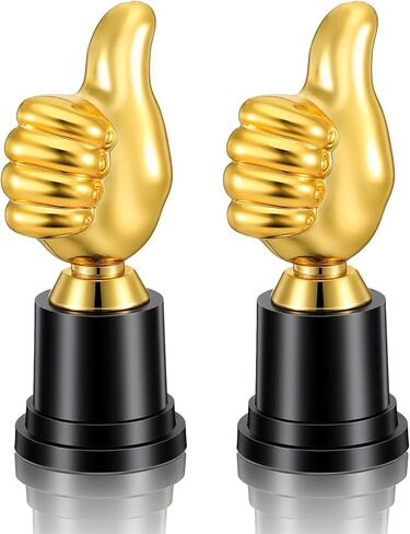 Sibba 2 PCS Golden Thumbs Up Trophy 5.12in جائزة الفائز البلاستيكية الصغيرة المضحكة للألعاب الرياضية والمسابقات الصفية والإنجازات المكتبية وجوائز كرة القدم وكرة السلة والجولف واحتفالات الحفلات in Kuwait