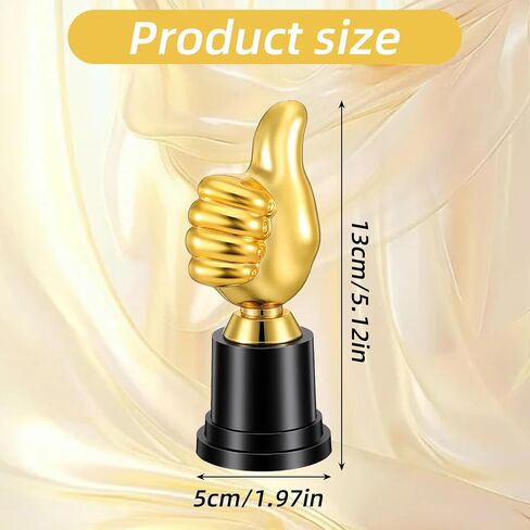 Sibba 2 PCS Golden Thumbs Up Trophy 5.12in جائزة الفائز البلاستيكية الصغيرة المضحكة للألعاب الرياضية والمسابقات الصفية والإنجازات المكتبية وجوائز كرة القدم وكرة السلة والجولف واحتفالات الحفلات in Kuwait