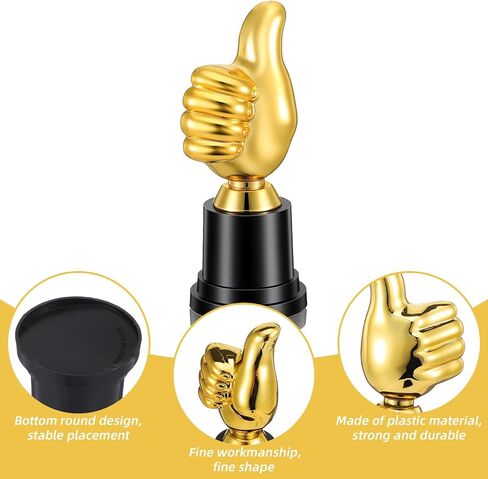Sibba 2 PCS Golden Thumbs Up Trophy 5.12in جائزة الفائز البلاستيكية الصغيرة المضحكة للألعاب الرياضية والمسابقات الصفية والإنجازات المكتبية وجوائز كرة القدم وكرة السلة والجولف واحتفالات الحفلات in Kuwait