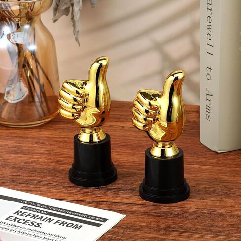 Sibba 2 PCS Golden Thumbs Up Trophy 5.12in جائزة الفائز البلاستيكية الصغيرة المضحكة للألعاب الرياضية والمسابقات الصفية والإنجازات المكتبية وجوائز كرة القدم وكرة السلة والجولف واحتفالات الحفلات in Kuwait