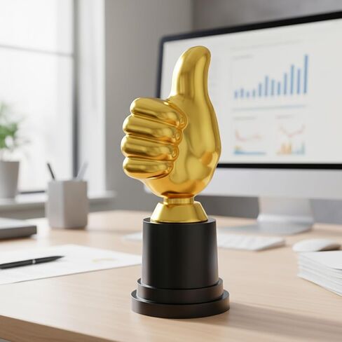 Sibba 2 PCS Golden Thumbs Up Trophy 5.12in جائزة الفائز البلاستيكية الصغيرة المضحكة للألعاب الرياضية والمسابقات الصفية والإنجازات المكتبية وجوائز كرة القدم وكرة السلة والجولف واحتفالات الحفلات in Kuwait