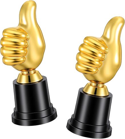 Sibba 2 PCS Golden Thumbs Up Trophy 5.12in جائزة الفائز البلاستيكية الصغيرة المضحكة للألعاب الرياضية والمسابقات الصفية والإنجازات المكتبية وجوائز كرة القدم وكرة السلة والجولف واحتفالات الحفلات in Kuwait