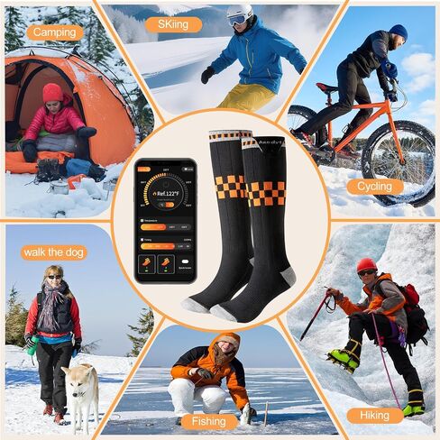Heated Socks with App Control for Men Women, 5V 8500mAh Battery Rechargeable, Electric Heating Warm Socks Work Up to 10 Hours for Hunting, Camping, Hiking, Walking, Fishing, Cycling, Outdoor Work in Saudi Arabia