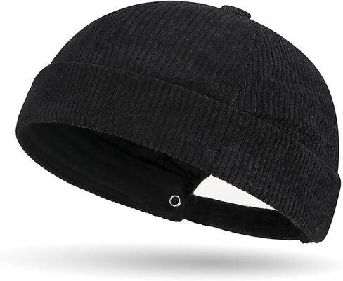 Corduroy Brimless Hat for Men Women Solid Rolled Cuff Docker Cap Harbour Beanie Hats Landlord Hat Sailor Cap K274 in Saudi Arabia