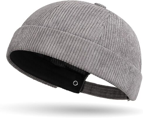 Corduroy Brimless Hat for Men Women Solid Rolled Cuff Docker Cap Harbour Beanie Hats Landlord Hat Sailor Cap K274 in Saudi Arabia