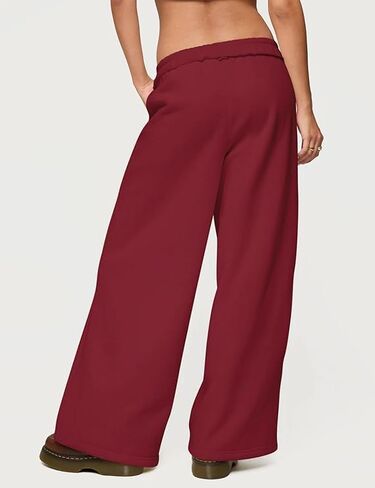 Baggy Wide Leg Sweatpants Women Raw Hem Elastic Waist Oversized Sweatpants for Women Cotton Cozy Pants with Pockets in Saudi Arabia