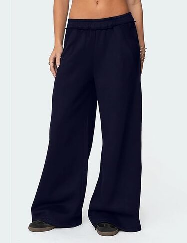 Baggy Wide Leg Sweatpants Women Raw Hem Elastic Waist Oversized Sweatpants for Women Cotton Cozy Pants with Pockets in Saudi Arabia