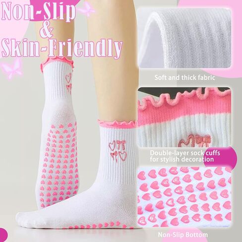 Non-Slip Yoga Socks Cute Embroidery Women's Fitness Pilates Yoga Socks in Saudi Arabia