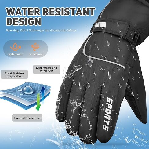 Unisex Waterproof Winter Gloves Touchscreen,Windproof Thermal Ski Gloves for Men Women, Warm for Snowboarding, Hiking, Running,Outdoor Activities in Kuwait