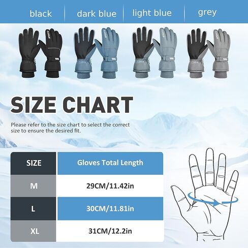 Unisex Waterproof Winter Gloves Touchscreen,Windproof Thermal Ski Gloves for Men Women, Warm for Snowboarding, Hiking, Running,Outdoor Activities in Kuwait