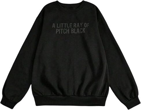 SHENHE Women's A Little Ray of Pitch Black Sweatshirt Crewneck Loose Fit Fall Sweatshirt Pullover in Saudi Arabia